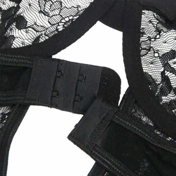 SUBBLIME - TEDDY WITH GARTER WITH LACE DETAIL AND STRIPS BLACK L/XL