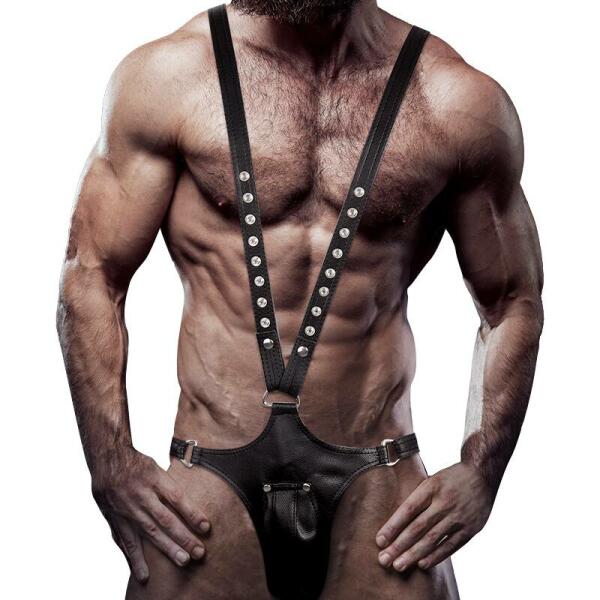 FETISH SUBMISSIVE ATTITUDE - MENS V-SHAPED ECO-LEATHER HARNESS