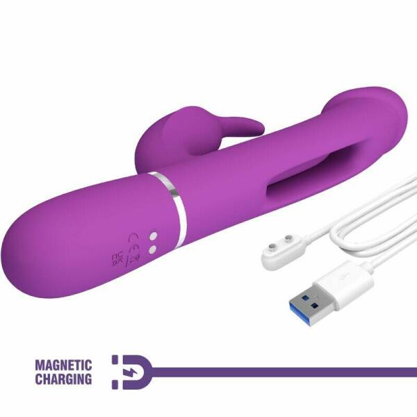 PRETTY LOVE - KAMPAS 3 IN 1 MULTIFUNCTION RABBIT VIBRATOR  PURPLE