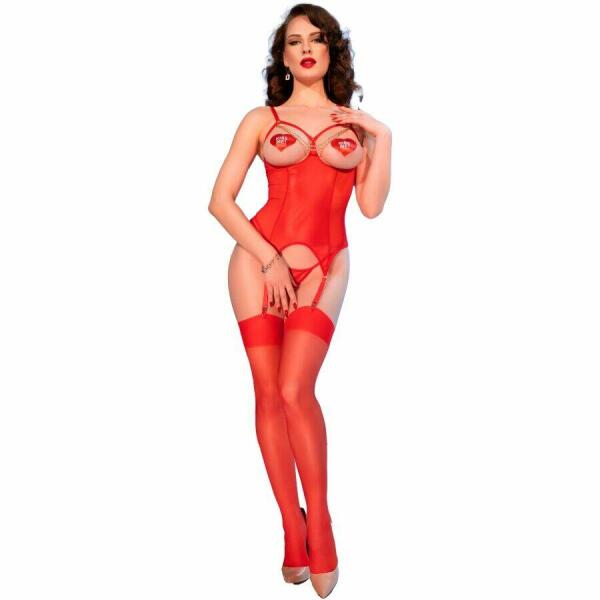 CHILIROSE - CR 4873 CORSET SET RED L