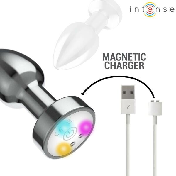 INTENSE - VIBRATING METAL ANAL PLUG WITH LED LIGHTS AND REMOTE CONTROL - SIZE S