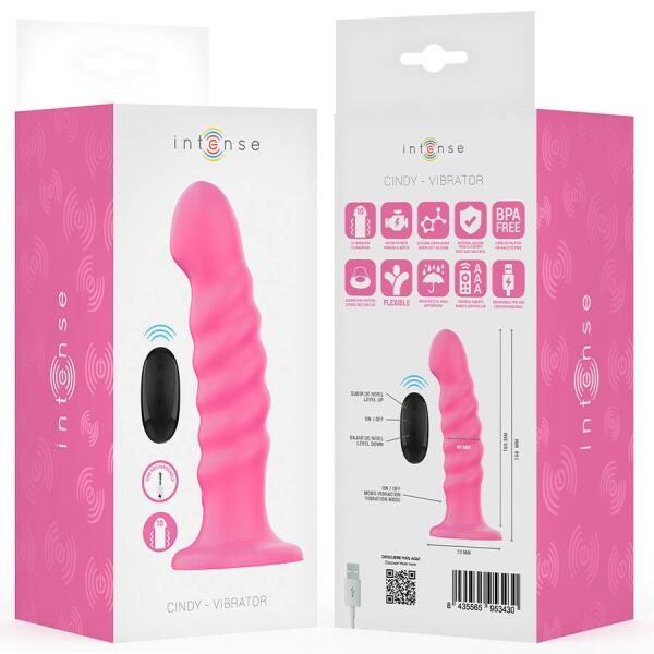 INTENSE - CINDY VIBRATOR SIZE L SPIRAL DESIGN 10 VIBRATIONS PINK REMOTE CONTROL