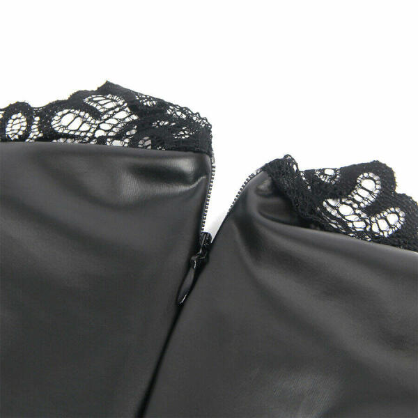 SUBBLIME - 957551 LACE COLLAR LEATHER DRESS BLACK L/XL