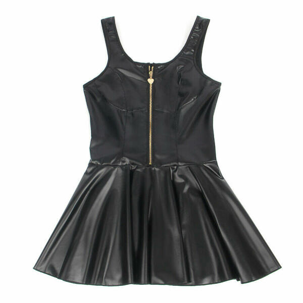 SUBBLIME - 957674 HEART ZIPPER LEATHER DRESS BLACK L/XL