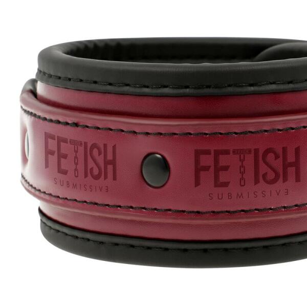 FETISH SUBMISSIVE DARK ROOM - VEGAN LEATHER ANKLE HANDCUFFS WITH NEOPRENE LINING