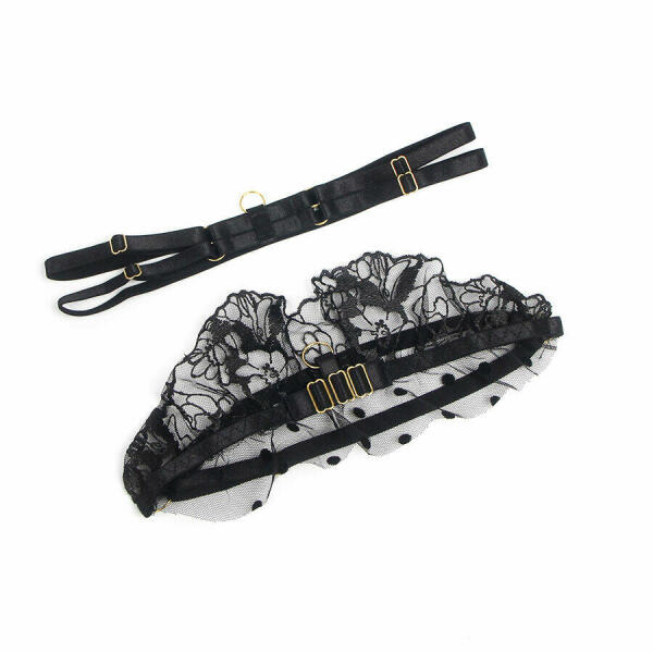 SUBBLIME - 957490 LACE BRA AND GARTER SET  BLACK L/XL