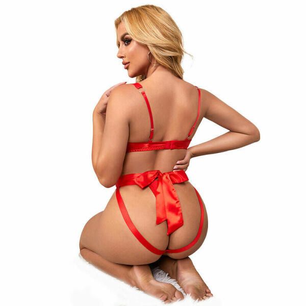 SUBBLIME - 954475 SEXY OPENWORK BODY WITH BOW RED L/XL