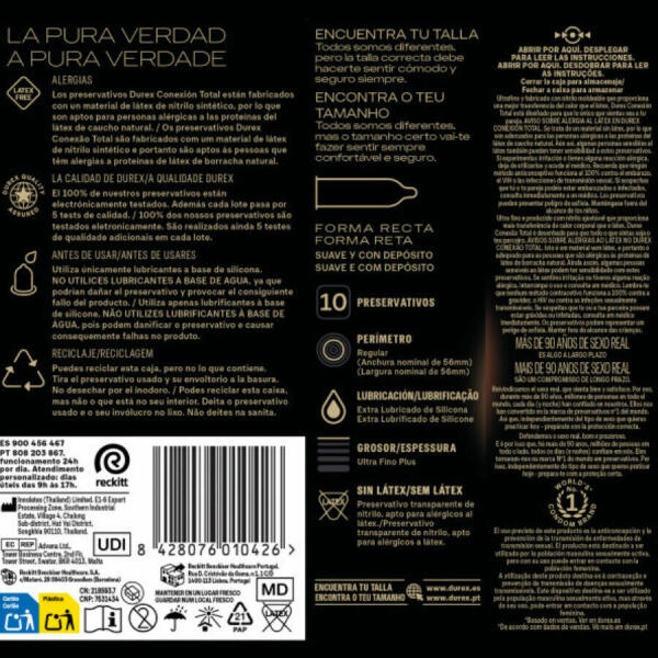 DUREX - TOTAL CONNECTION XL ULTRA FINE PLUS LATEX FREE 10 UNITS