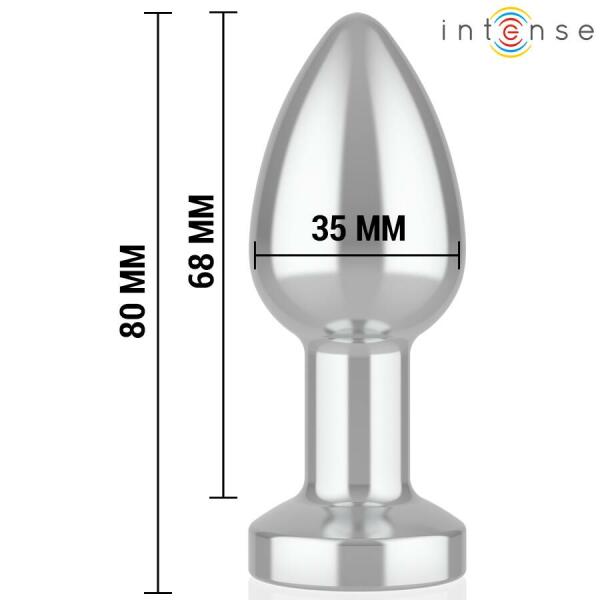 INTENSE - VIBRATING METAL ANAL PLUG WITH LED LIGHTS AND REMOTE CONTROL - SIZE S