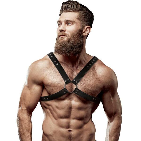 FETISH SUBMISSIVE ATTITUDE - MENS CROSS CHEST ECO-LEATHER HARNESS