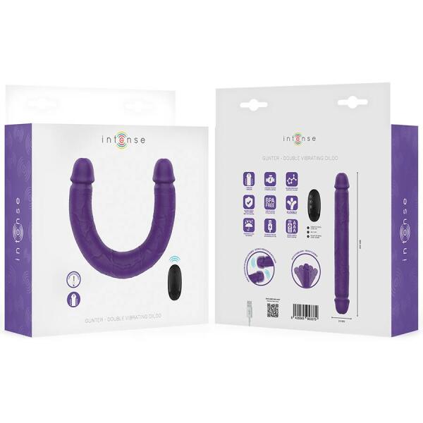 INTENSE - GUNTER DILDO DOUBLE VIBRATOR 40 CM PURPLE REMOTE CONTROL