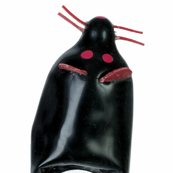 CONDOMERIE - HANDPAINTED NOVELTY CONDOMS BLACK MOUSE XL