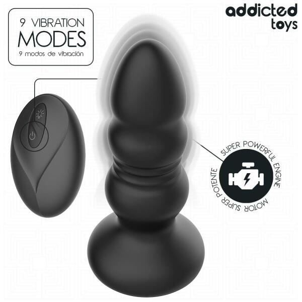 ADDICTED TOYS - THRUSTING VIBRATING ANAL PLUG, LED LIGHT REMOTE CONTROL
