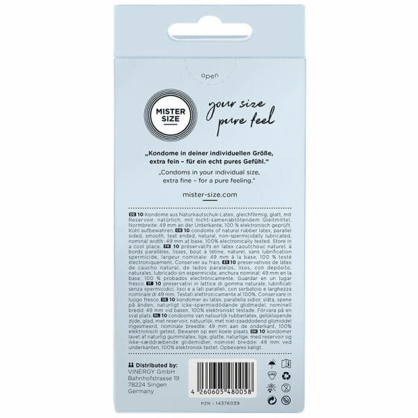 MISTER SIZE - CONDOM SIZE S 49 MM (10 UNITS)