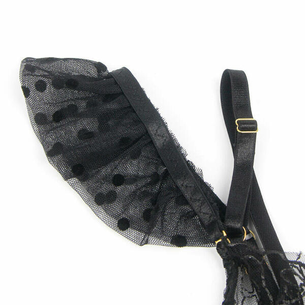 SUBBLIME - 957483 LACE BRA AND GARTER SET BLACK S/M