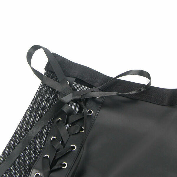 SUBBLIME - 957582 LEATHER BRA AND SKIRT SET BLACK S/M