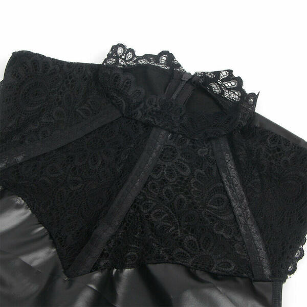 SUBBLIME - 957544 LACE COLLAR LEATHER DRESS BLACK S/M