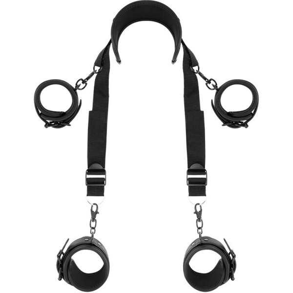 FETISH SUBMISSIVE - MASTER POSITION WITH 4 NOPRENE-LINED HANDCUFFS