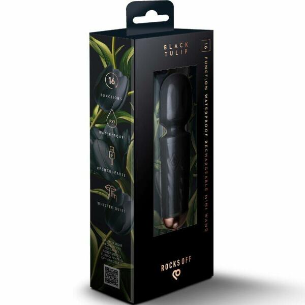 ROCKS-OFF - MINI RECHARGEABLE WAND 16 FUNCTIONS BLACK TULIP