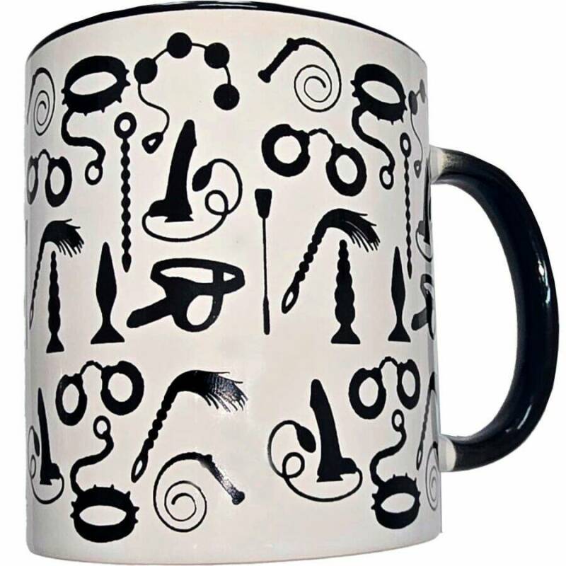 DIABLO PICANTE - WHITE BONDAGE MUG WITH BLACK HANDLE 370 ML