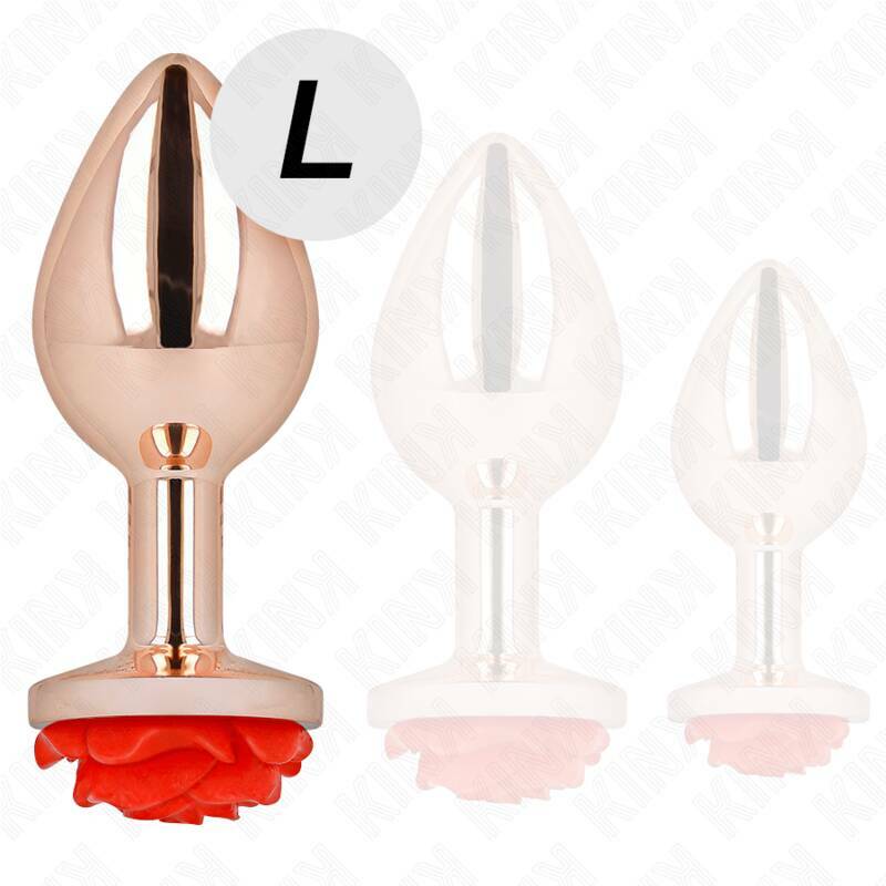 KINK - PINK GOLD ANAL PLUG WITH RED ROSE L