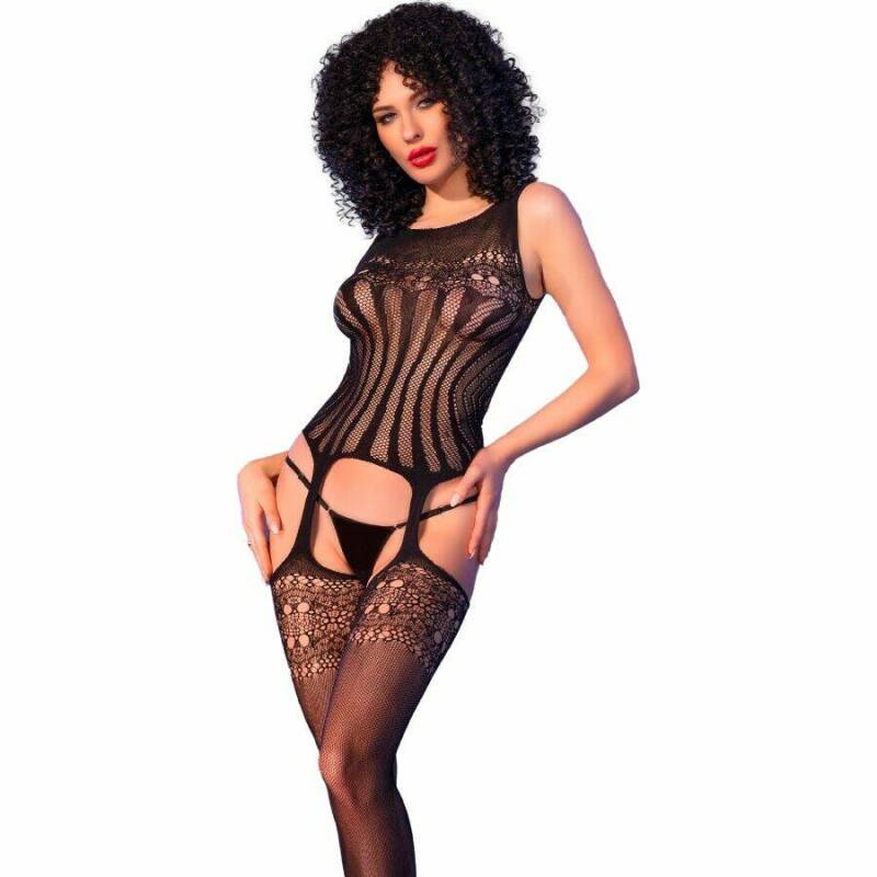 CHILIROSE - CR 4855 BODYSTOCKING BLACK S/M