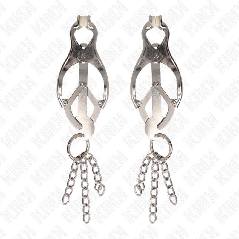 KINK - JAPANESE CLOVER NIPPLE CLAMPS WITH LITTLE CHAINS SILVER