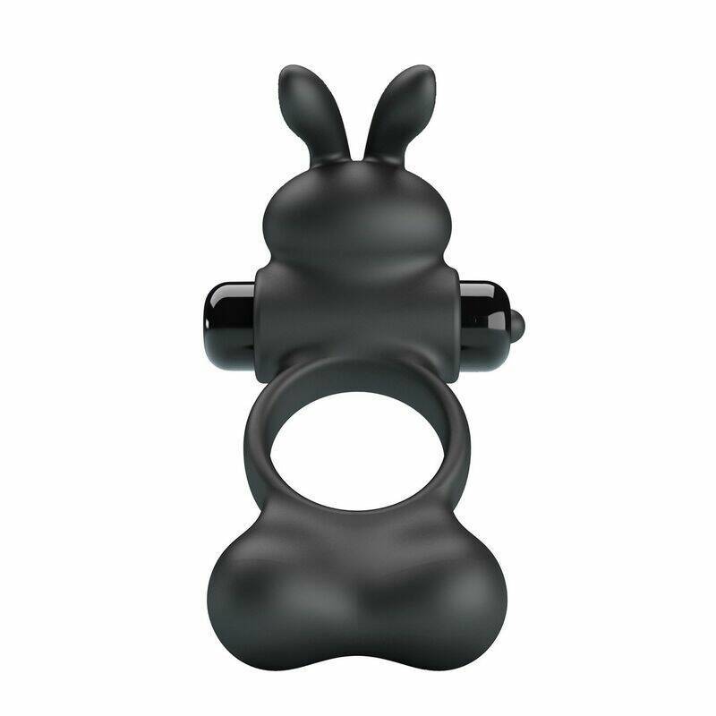 PRETTY LOVE - VIBRATING PENIS RING WITH BUNNY STIMULATOR 10 FUNCTIONS BLACK