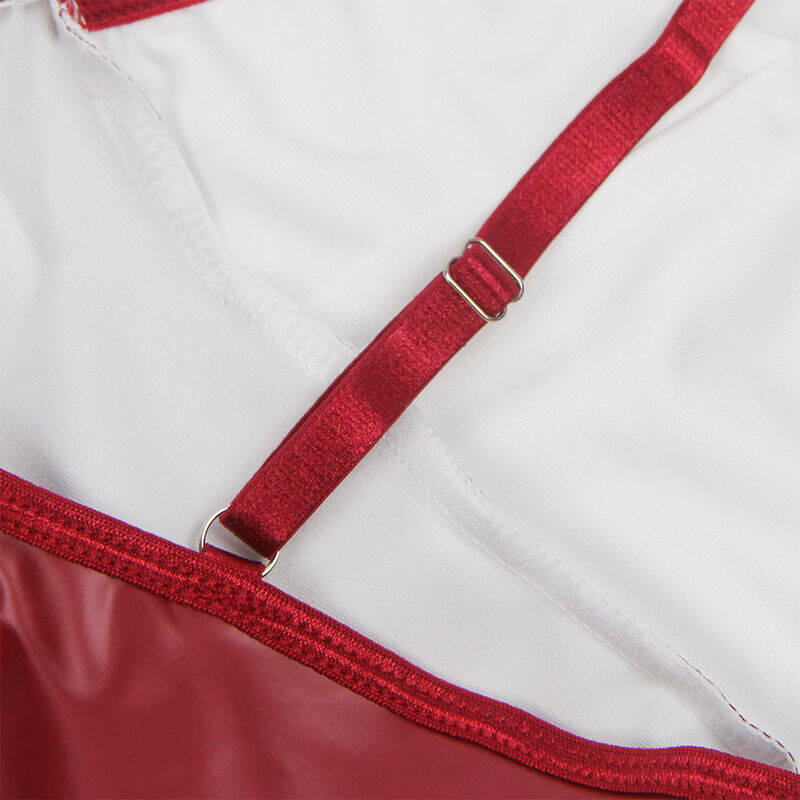 SUBBLIME - 955397 DRESS WITH BURGUNDY LEATHER STRAPS S/M