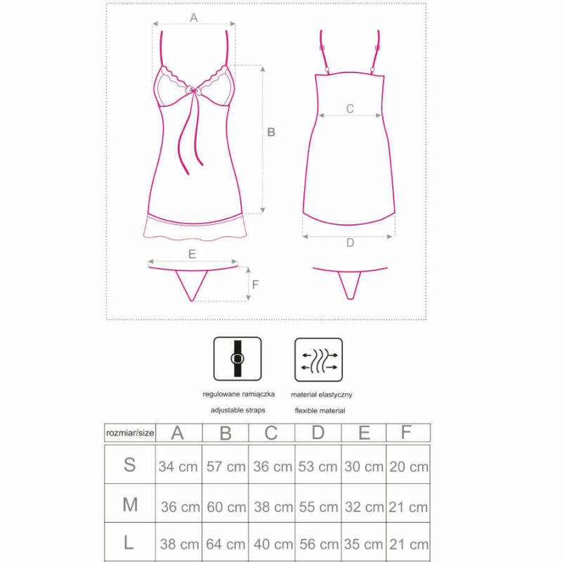 LIVCO CORSETTI FASHION - HYEONA 1710 BABYDOLL + THONG ROSE L