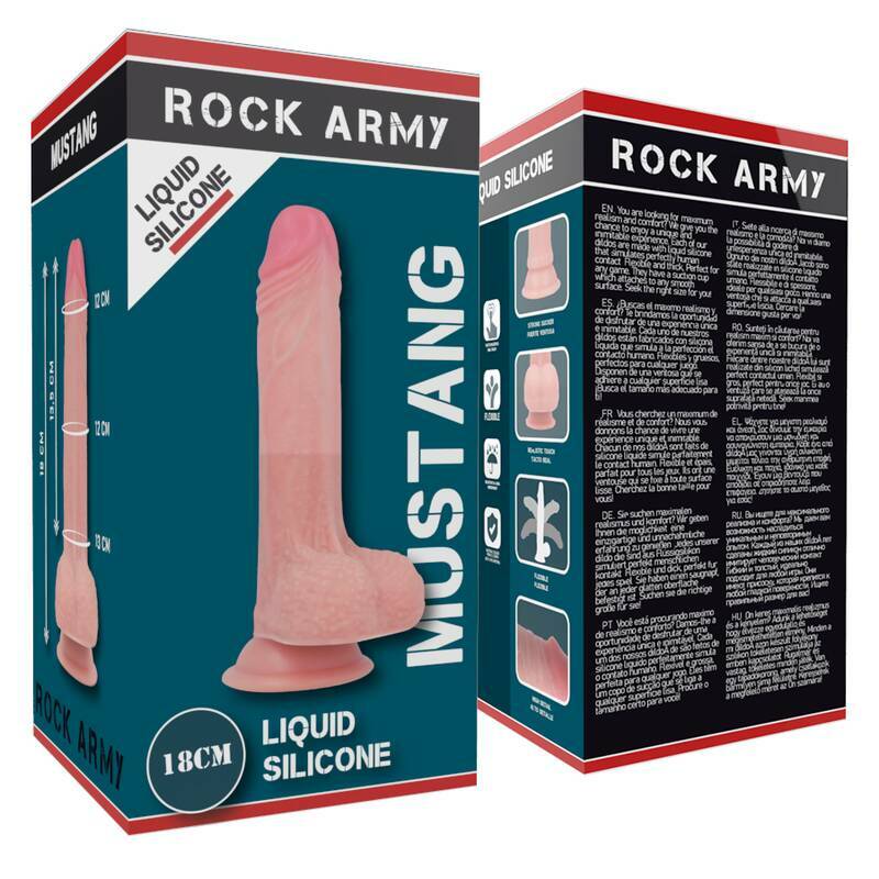 ROCKARMY - HARNESS + LIQUID SILICONE PREMIUM MUSTANG REALISTIC 18 CM -O- 4.14 CM