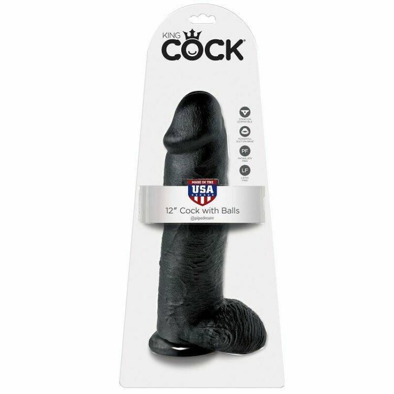 KING COCK - DILDO BLACK WITH BALLS 30.48 CM