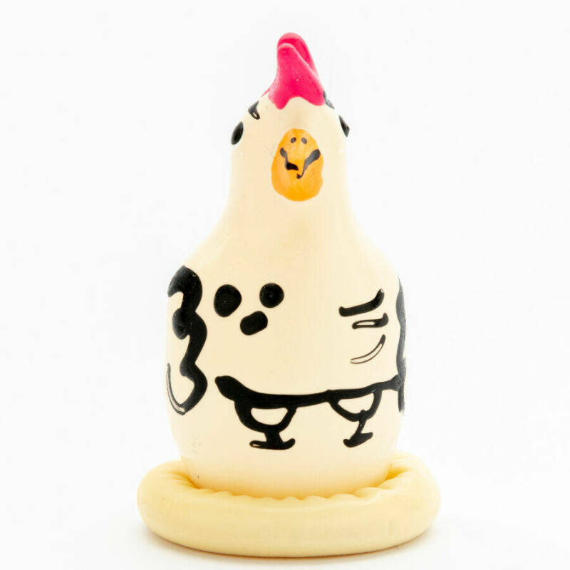 CONDOMERIE - HANDPAINTED NOVELTY CONDOMS COCKY ROOSTER