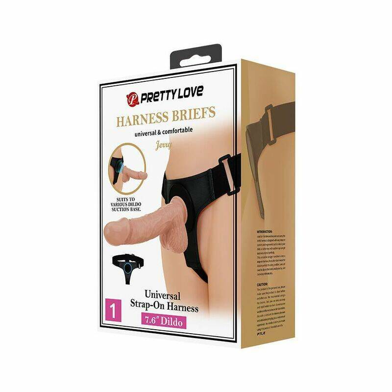 PRETTY LOVE - HARNESS BRIEFS UNIVERSAL HARNESS WITH DILDO JERRY 21.8 CM NATURAL