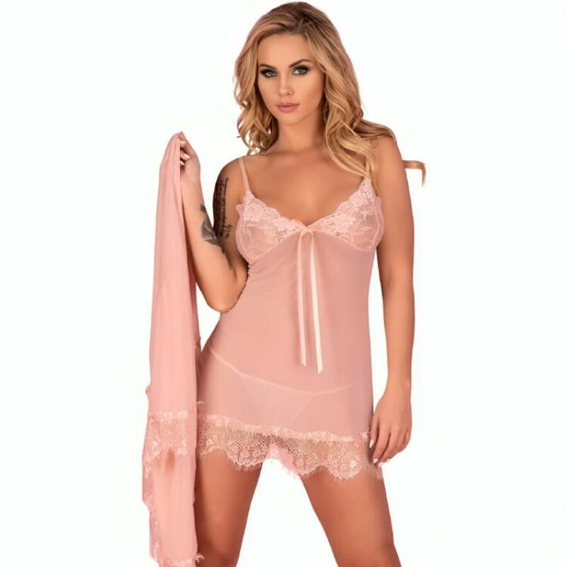 LIVCO CORSETTI FASHION - HYEONA 1710 BABYDOLL + THONG ROSE L