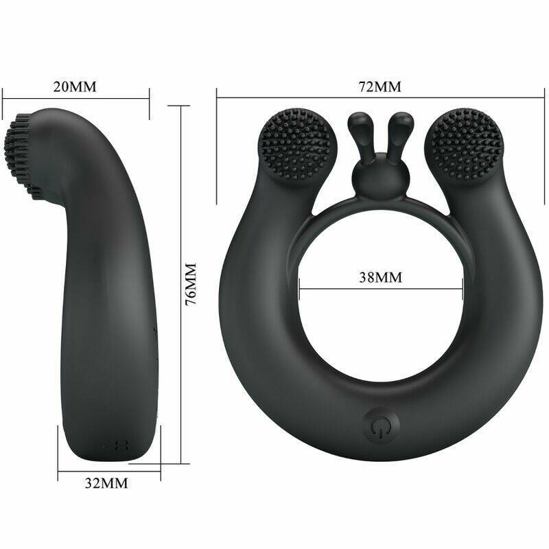 PRETTY LOVE - DAHLIA VIBRATING RING + CLITORIS STIMULATOR 12 VIBRATIONS BLACK