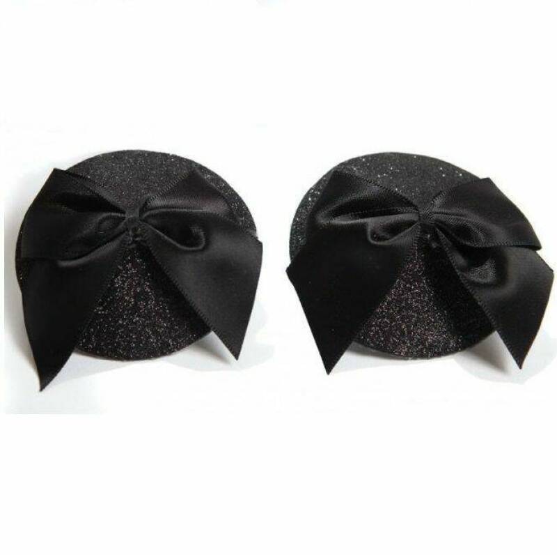 BIJOUX INDISCRETS - BURLESQUE SHINY NIPPLE COVERS WITH BOW