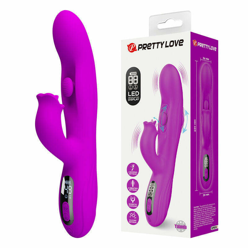 PRETTY LOVE - YALANDA RABBIT OSCILLATING VIBRATOR WITH LED DISPLAY PURPLE