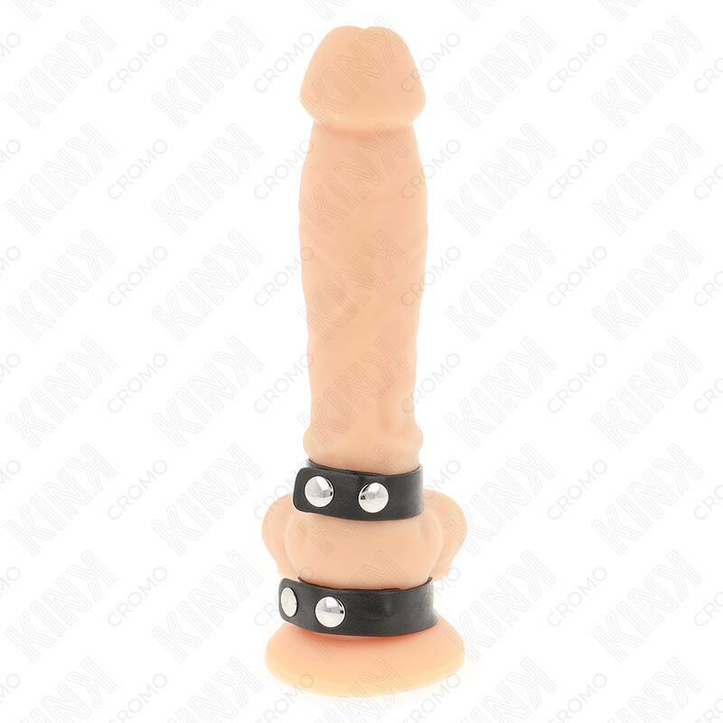 KINK - ADJUSTABLE DOUBLE LEATHER PENIS RING