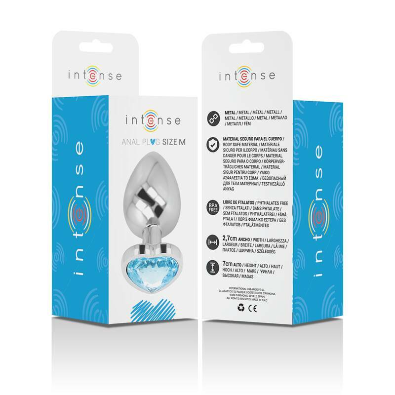 INTENSE - ALUMINUM METAL ANAL PLUG BLUE HEART SIZE M