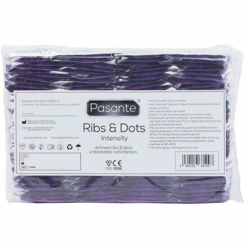 PASANTE - RIBS & DOTS INTENSITY CONDOMS 144 UNITS