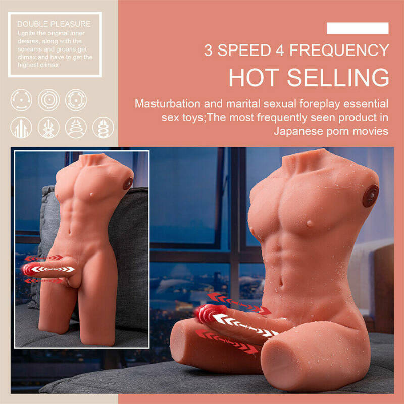 XISE - JASON HALF BODY REALISTIC MALE TORSO WITH THRUSTING AND VIBRATION 55 CM