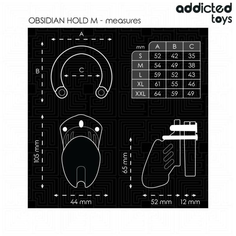 ADDICTED TOYS LOCKED - OBSIDIAN HOLD PENIS CAGE SIZE M