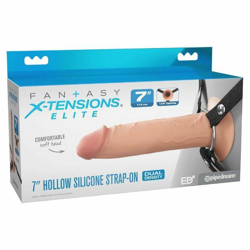 FANTASY X-TENSIONS ELITE - 17.8 CM HOLLOW SILICONE STRAP-ON