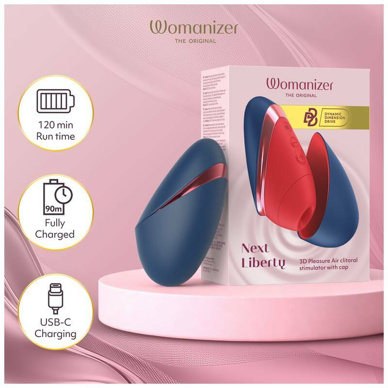WOMANIZER - NEXT LIBERTY 3D PLEASURE AIR CLITORAL STIMULATOR BLUE/RED