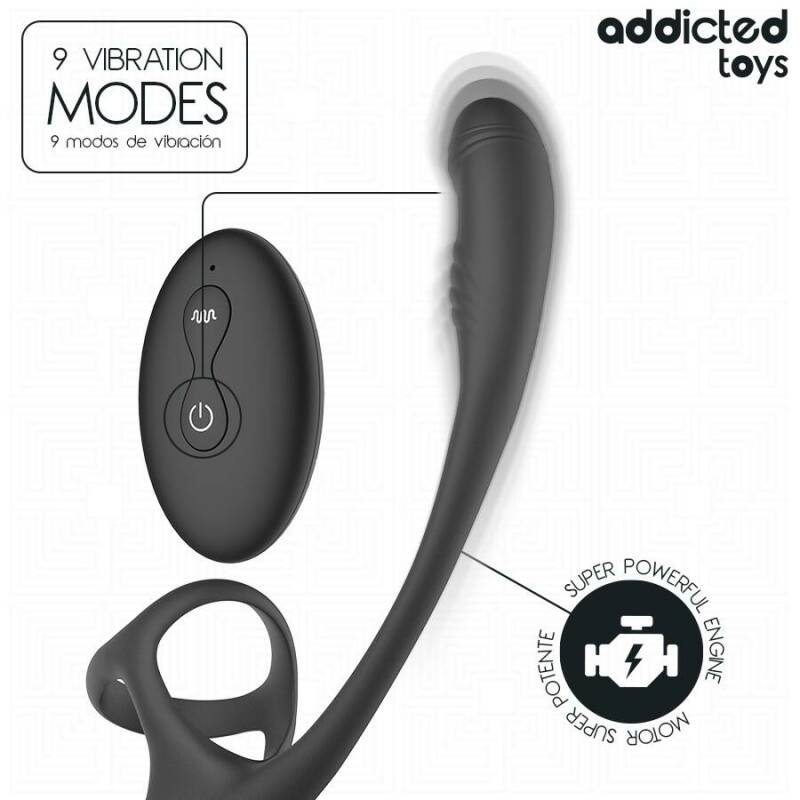 ADDICTED TOYS - ANAL PLUG WITH VIBRATION AND 360º WAVING AND TESTICLE STIMULATOR