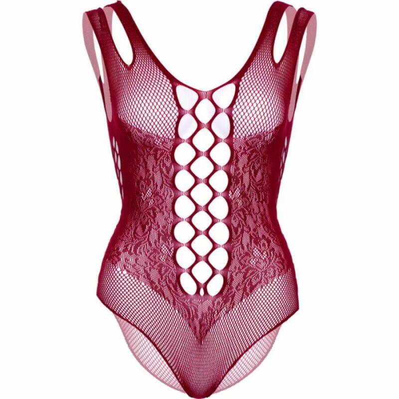 LEG AVENUE - 81641X SEAMLESS BODYSUIT BURGUNDY SIZE 1X/2X