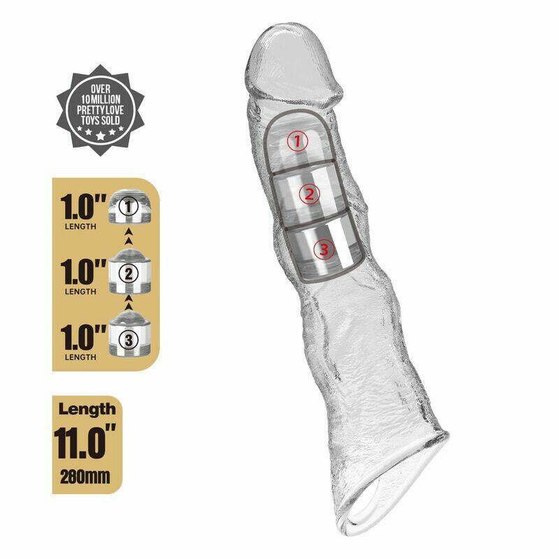 PRETTY LOVE - ADJUSTABLE PENIS EXTENSION SLEEVE 28 CM Ø 4.5 CM TRANSPARENT