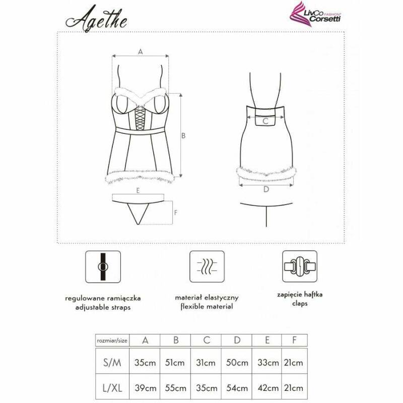 LIVCO CORSETTI FASHION - AGETHE LC 90607 CHEMISE + THONG + CHRISTMAS HAT L/XL