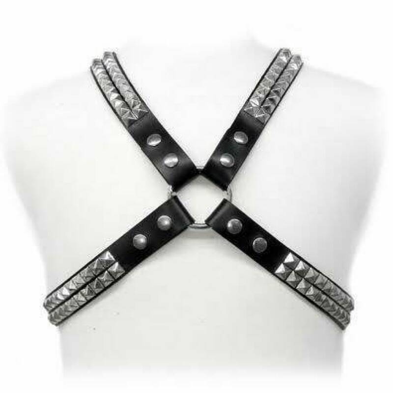 LEATHER BODY - PYRAMID STUD HARNESS